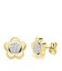 Pendientes Mujer Oro Bicolor 18 ktes Flor 10 mm - 000150754