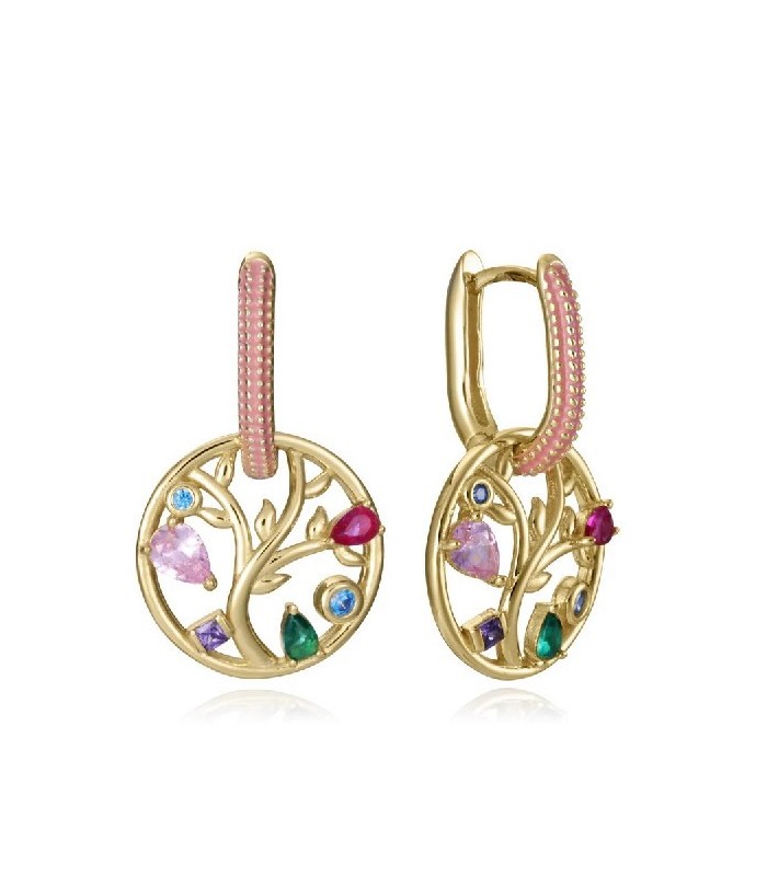 Viceroy Jewels 15125E100-39 Pendientes Mujer Plata Dorada Piedras Multicolor - 000750261