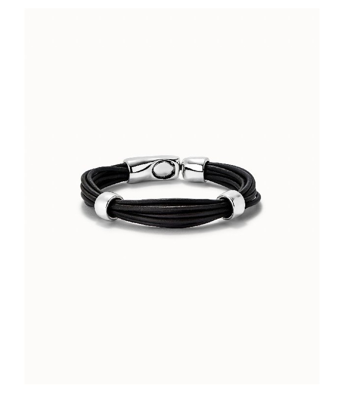 Uno de 50 PUL2458MARMTL0L Pulsera Hombre Chapado Plata Cuero Talla L - 000500064