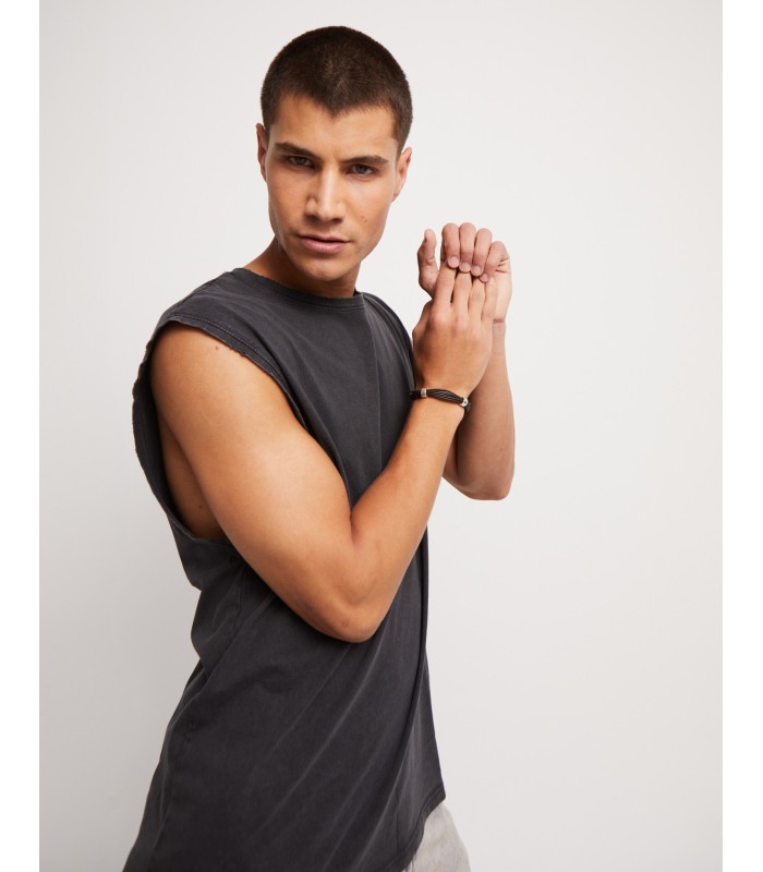 Uno de 50 PUL2458MARMTL0L Pulsera Hombre Chapado Plata Cuero Talla L - 000500064