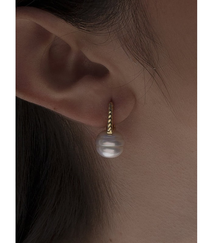 Lineargent 19737-PUD pendientes Mujer Plata Dorada Perla Barroca 10 x 20 mm - 000090488