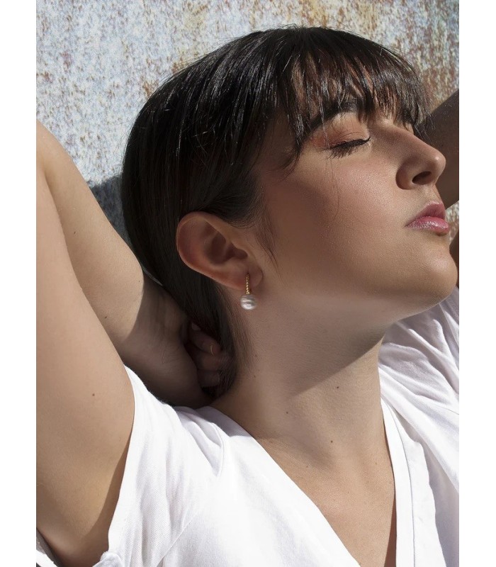 Lineargent 19737-PUD pendientes Mujer Plata Dorada Perla Barroca 10 x 20 mm - 000090488