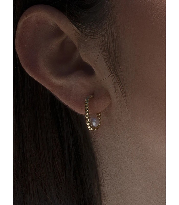 Lineargent 19374-PED Pendientes Mujer Plata Dorda Perla Barroca 6 x 16 mm - 000090489