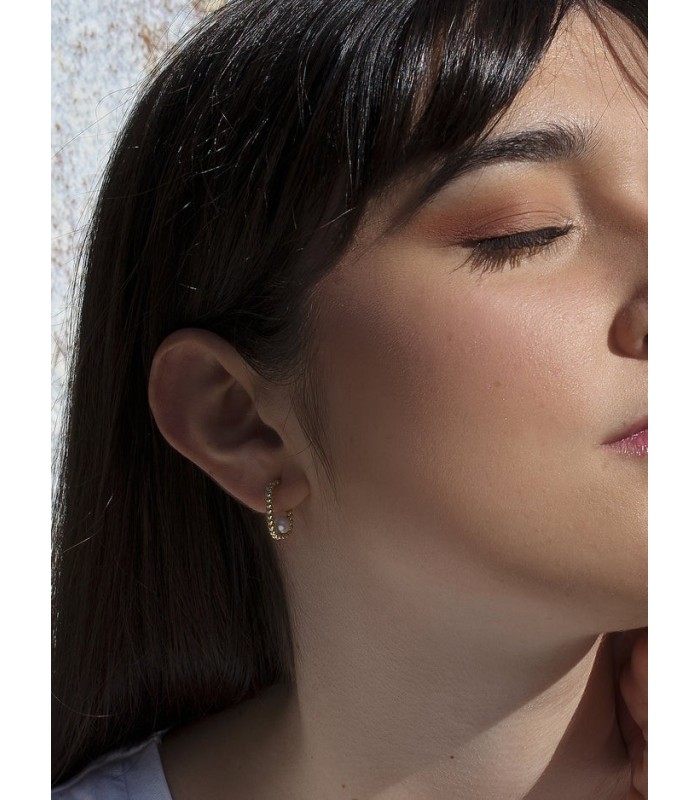 Lineargent 19374-PED Pendientes Mujer Plata Dorda Perla Barroca 6 x 16 mm - 000090489