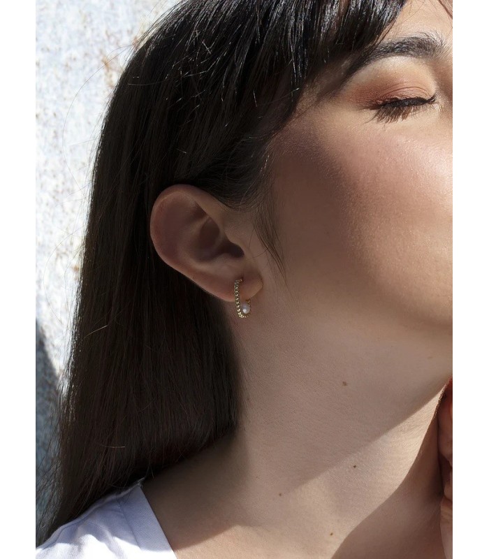 Lineargent 19374-PED Pendientes Mujer Plata Dorda Perla Barroca 6 x 16 mm - 000090489