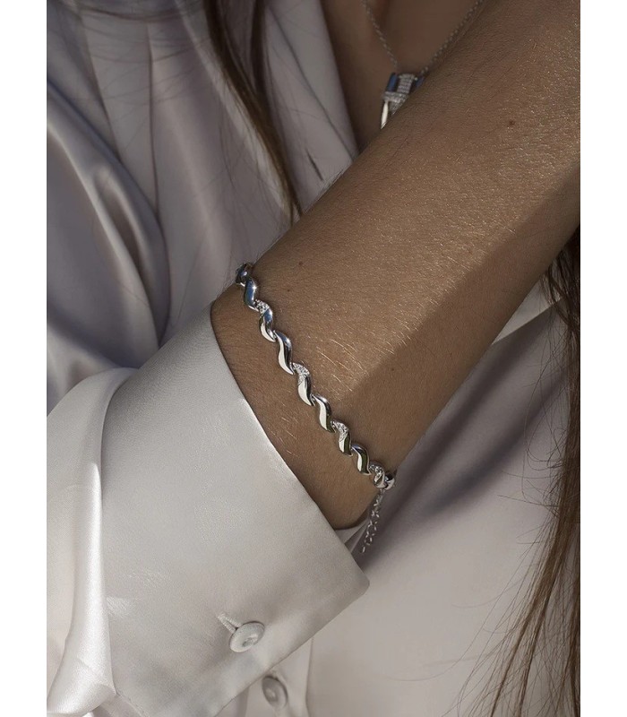 Lineargent 15539-P Pulsera Mujer Plata Circonitas Ondas - 000090491