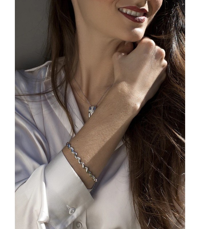 Lineargent 15539-P Pulsera Mujer Plata Circonitas Ondas - 000090491