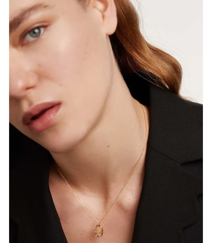 Pdpaola CO01-278-U Colgante Mujer Letra S Plata Dorada Piedras Multicolor - 000430081