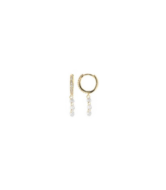Salvatore Plata Pendientes Mujer Plata Dorada Aros Circonitas Tam 2 x 26 mm - 000230874